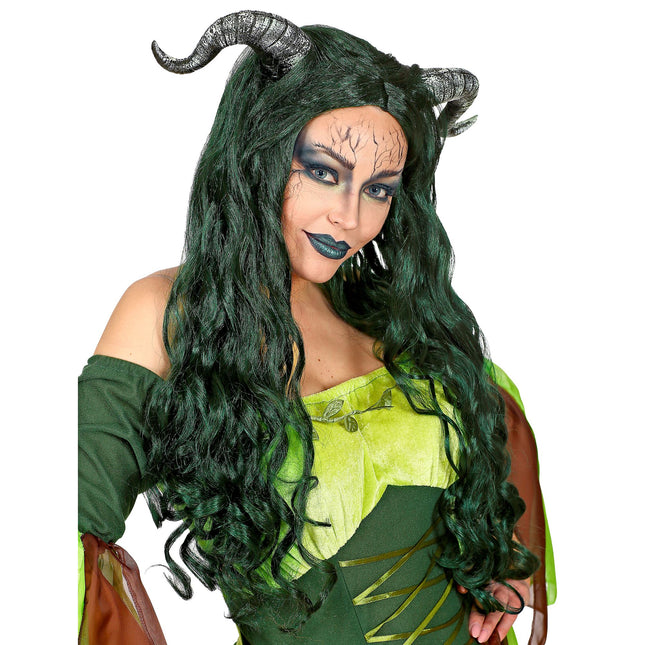 Peluca de Halloween Bruja del Bosque Verde