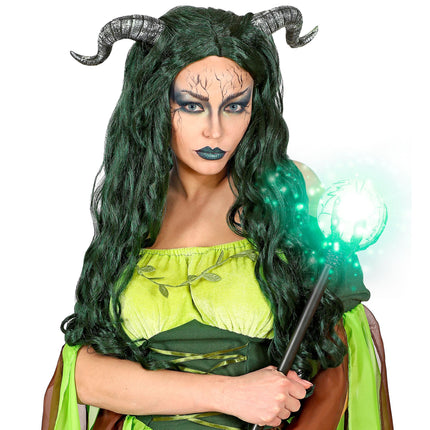 Peluca de Halloween Bruja del Bosque Verde