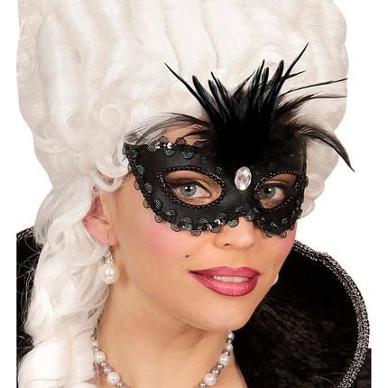 Máscara Ojos Negra Lentejuelas Y Purpurina