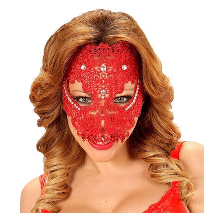 Máscara Roja Con Encaje
