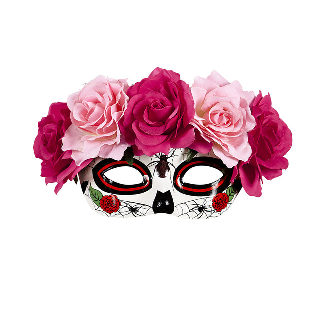 Dia De Los Muertos Máscara Ojos Rosas Rosas