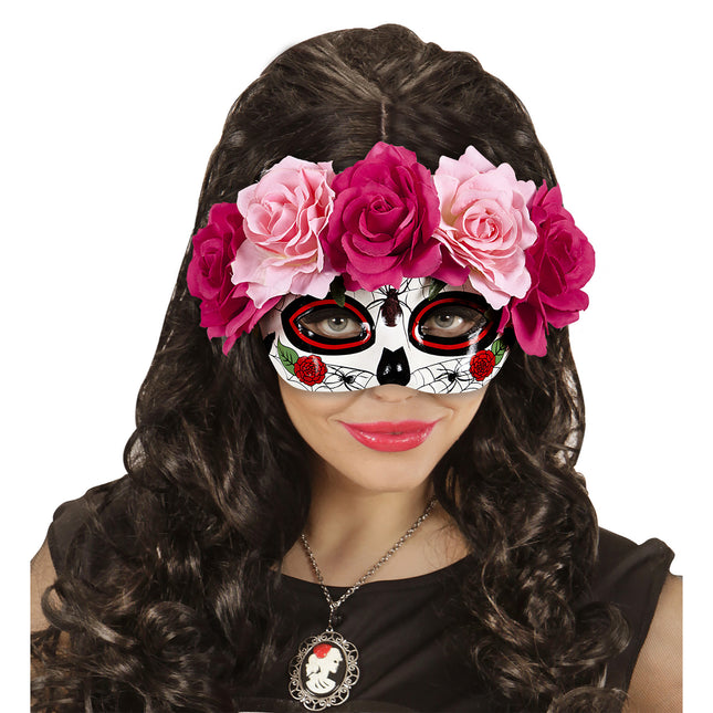 Dia De Los Muertos Máscara Ojos Rosas Rosas