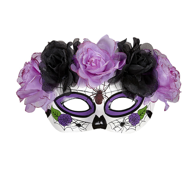 Dia De Los Muertos Máscara Ojos Rosas Moradas