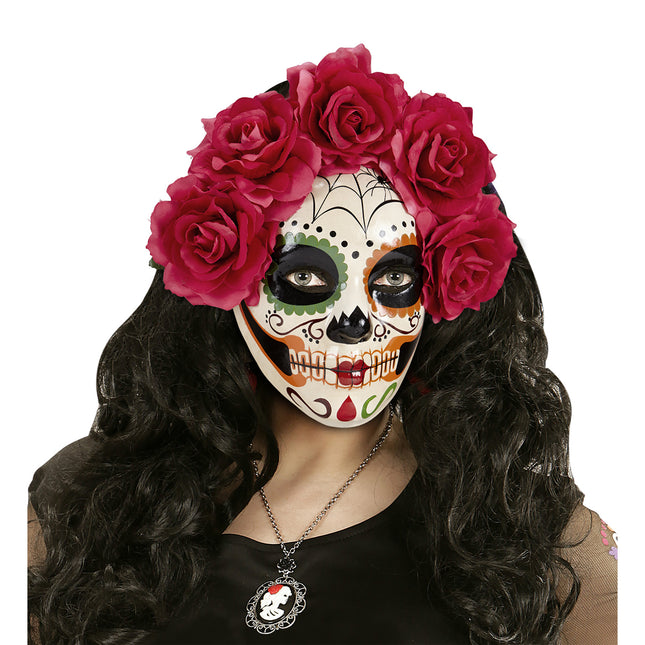 Día De Los Muertos Máscara Rosas