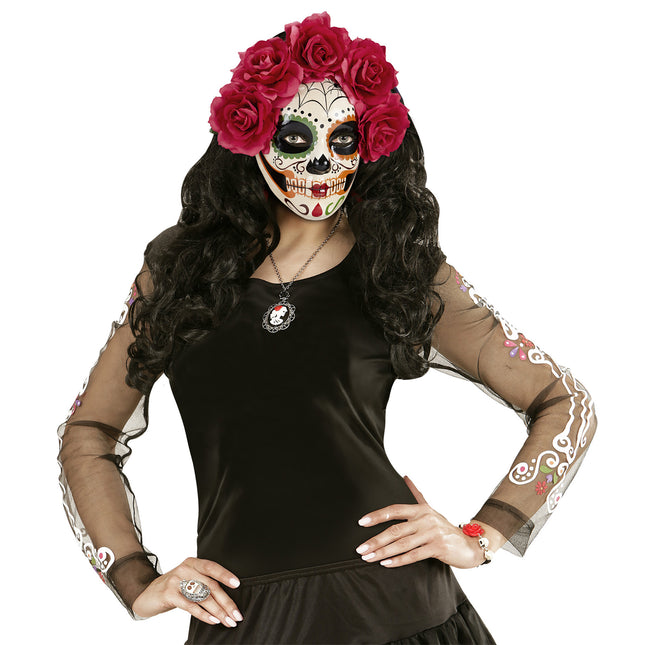 Día De Los Muertos Máscara Rosas