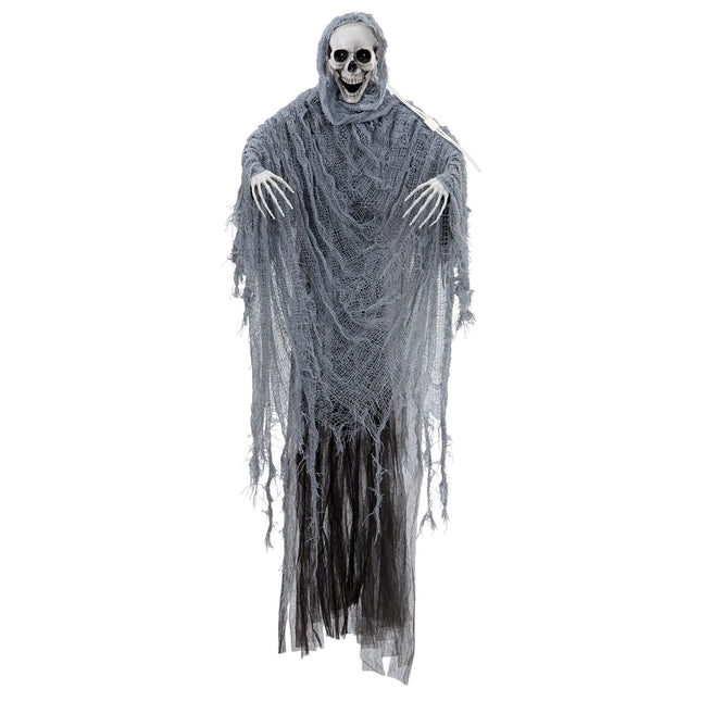 Muñeca Halloween Parca Gris Con Sonido, Luz Y Movimiento