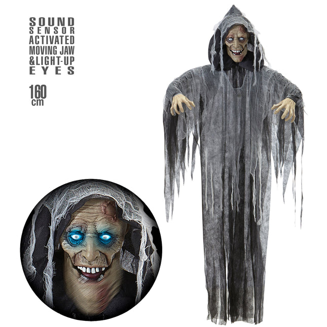 Muñeca Halloween Zombi Gris Con Sonido, Luz Y Movimiento