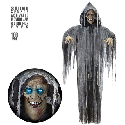 Muñeca Halloween Zombi Gris Con Sonido, Luz Y Movimiento