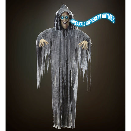 Muñeca Halloween Zombi Gris Con Sonido, Luz Y Movimiento