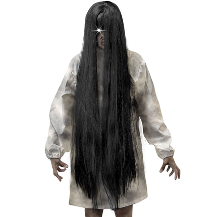 Peluca de Halloween Fantasma Negro 1m