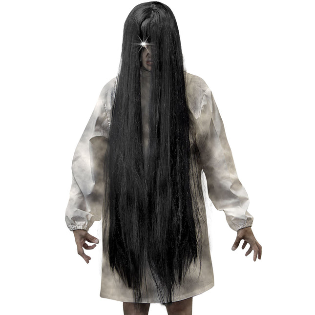 Peluca de Halloween Fantasma Negro 1m