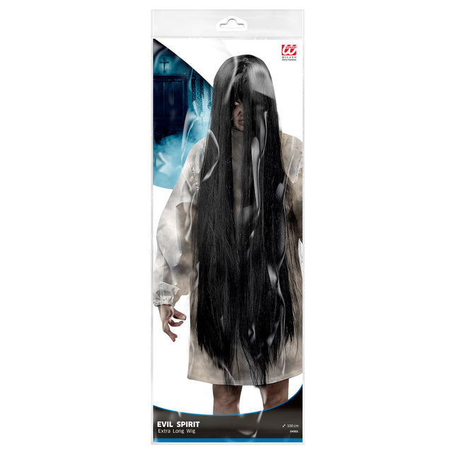 Peluca de Halloween Fantasma Negro 1m