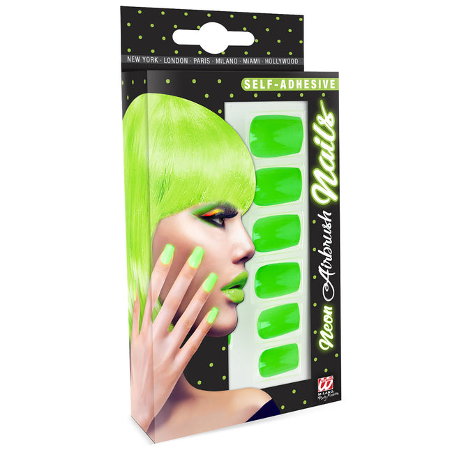 Uñas postizas verde neón