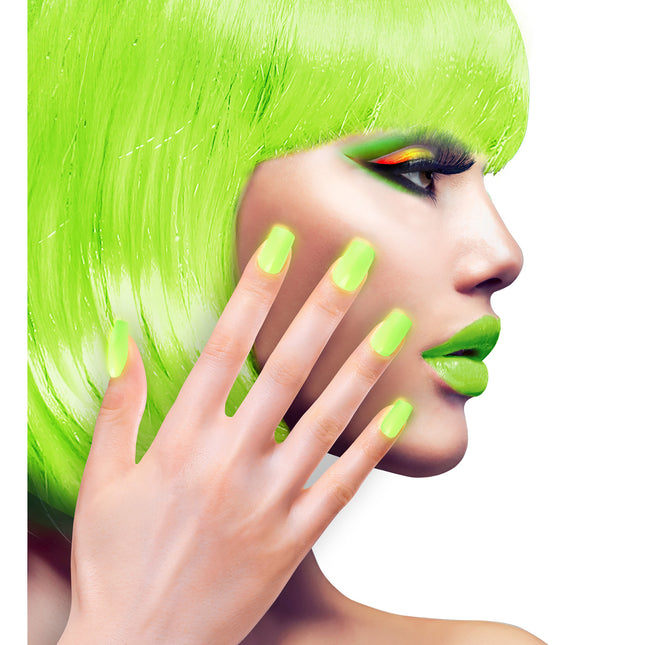 Uñas postizas verde neón