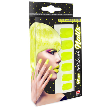 Uñas postizas amarillo neón