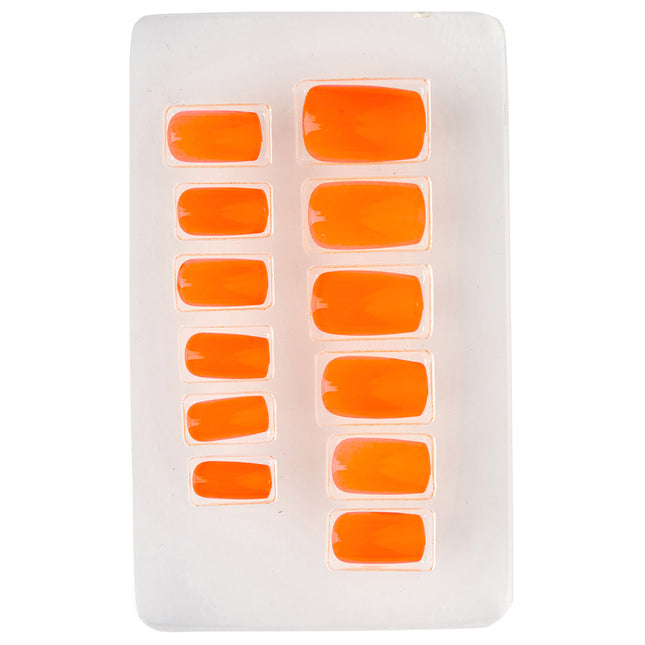 Uñas postizas naranja neón