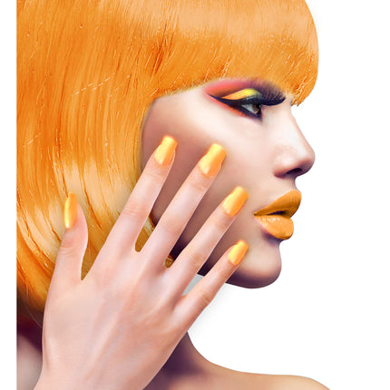 Uñas postizas naranja neón