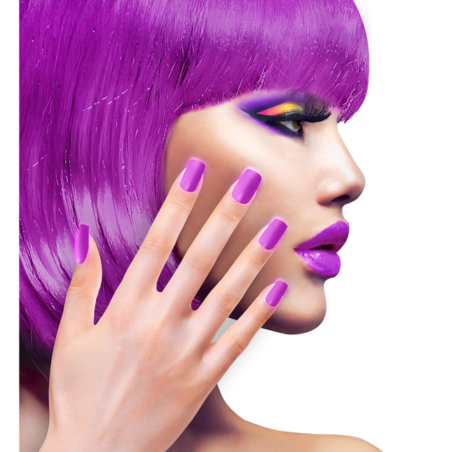 Uñas postizas morado neón