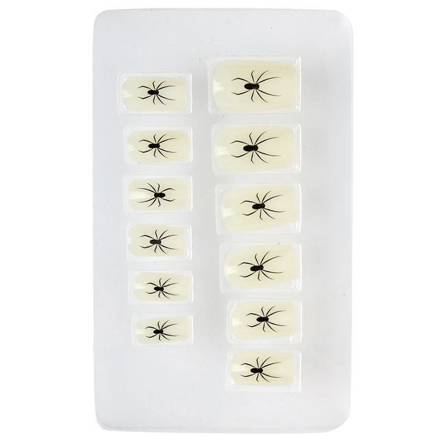 Uñas postizas de Halloween Araña que brilla en la oscuridad