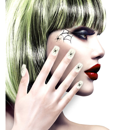 Uñas postizas de Halloween Araña que brilla en la oscuridad