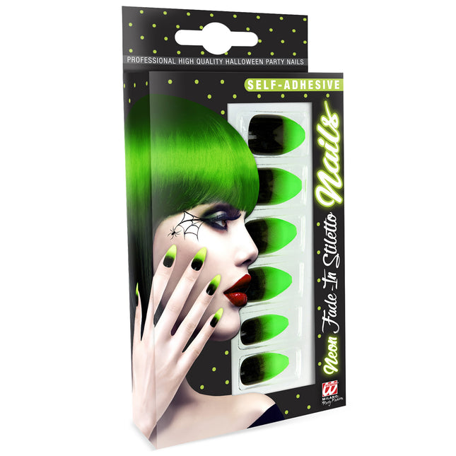 Halloween Uñas postizas Negro Verde