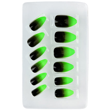 Halloween Uñas postizas Negro Verde