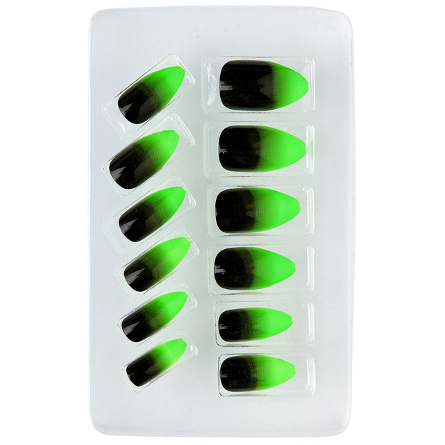Halloween Uñas postizas Negro Verde