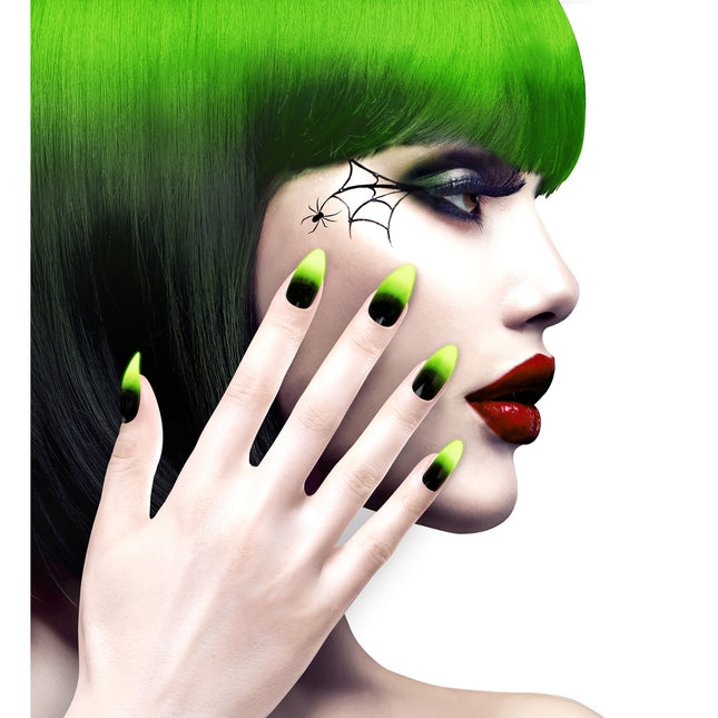 Halloween Uñas postizas Negro Verde