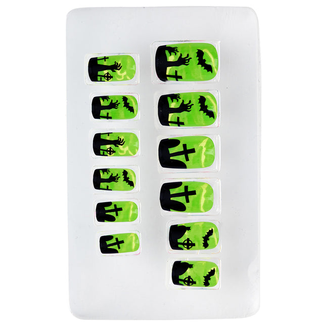 Halloween Uñas postizas Casa encantada