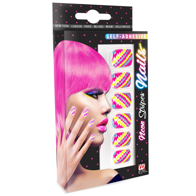 Uñas postizas rosa neón