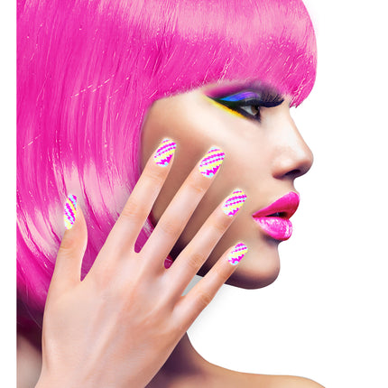 Uñas postizas rosa neón