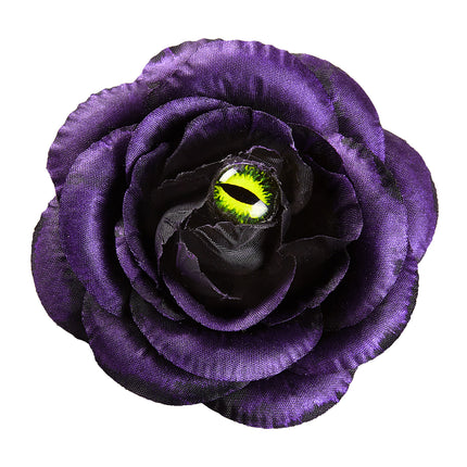 Pinza para el pelo de Halloween Rosa púrpura con ojo de gato