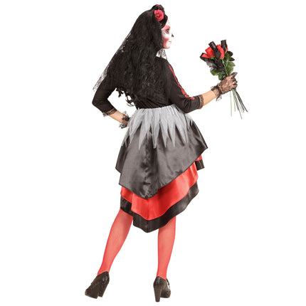 Vestido Día De Los Muertos Rojo Negro Señoras