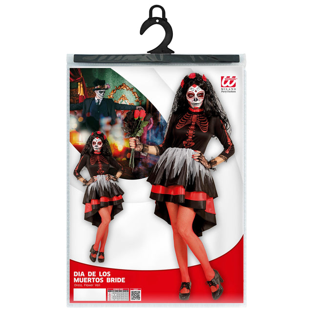 Vestido Día De Los Muertos Rojo Negro Señoras