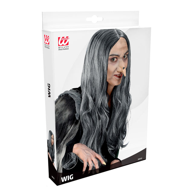 PELUCA, BRUJA CRUDELIA GRIS (EN CAJA DE PLÁSTICO)