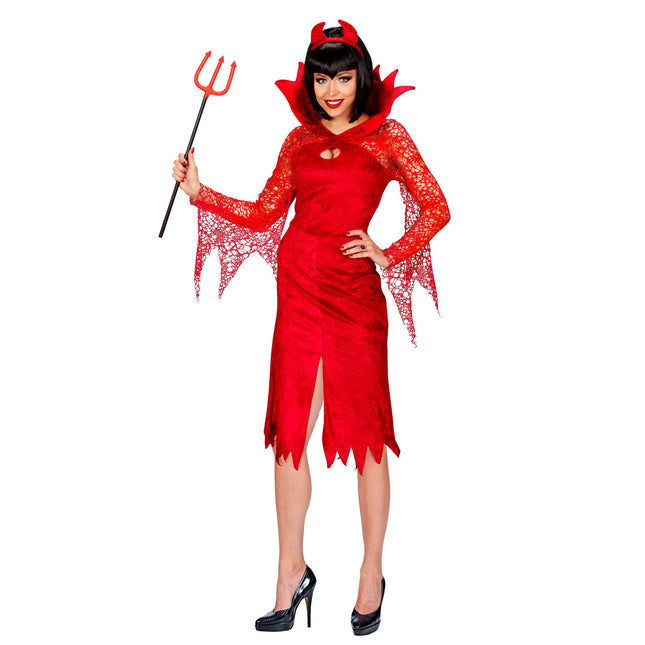 Vestido Halloween Rojo Señoras Diablo 2 piezas