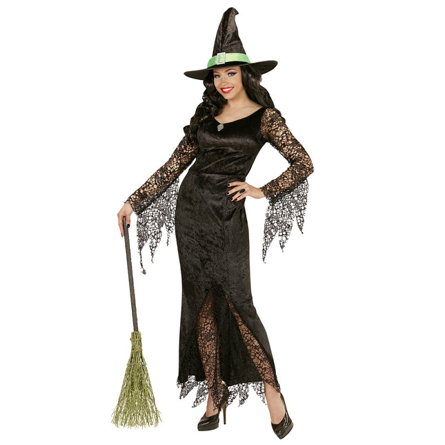 Vestido de Halloween Negro Señoras Bruja Encaje