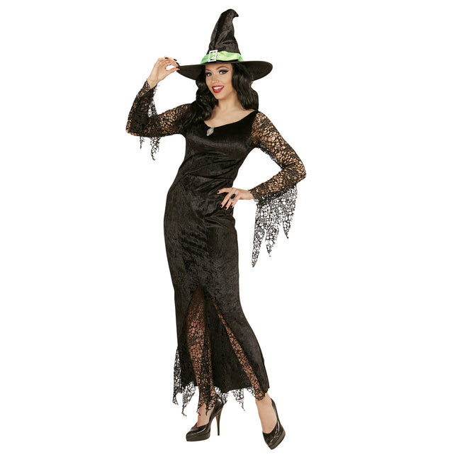 Vestido de Halloween Negro Señoras Bruja Encaje