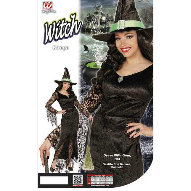 Vestido de Halloween Negro Señoras Bruja Encaje