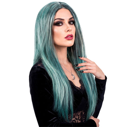 Peluca de bruja azul