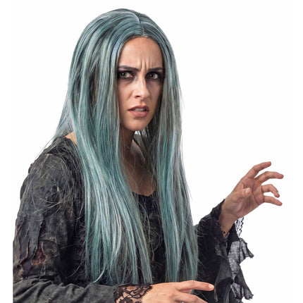 Peluca de bruja azul