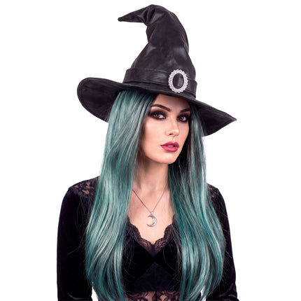 Peluca de bruja azul