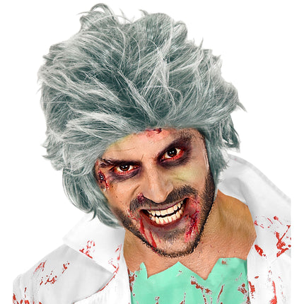 Peluca de Halloween Zombie Plateada