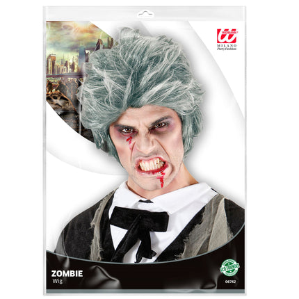 Peluca de Halloween Zombie Plateada