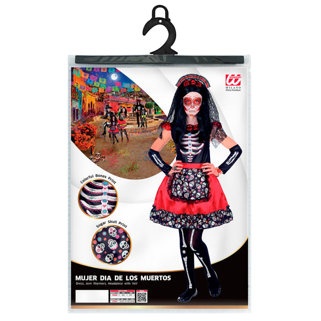 Vestido Día De Los Muertos Negro Rojo Niña