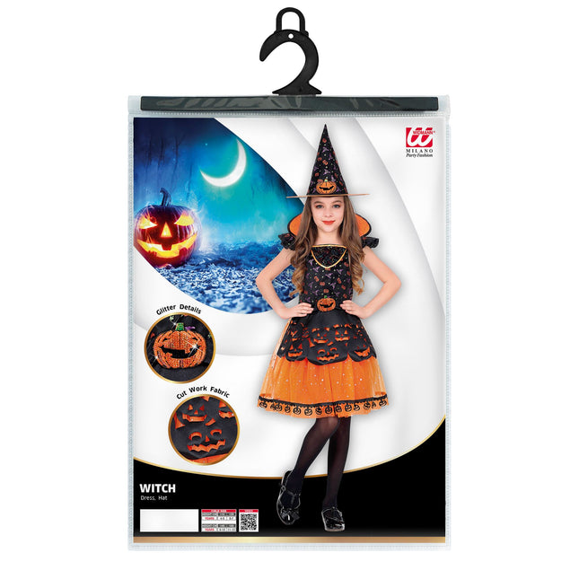 Disfraz Halloween Negra Naranja Niña Bruja