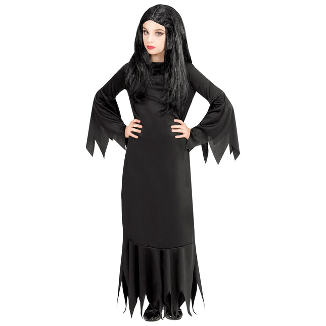 Vestido de Halloween Mortisia Negra Niña