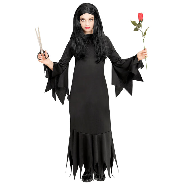 Vestido de Halloween Mortisia Negra Niña