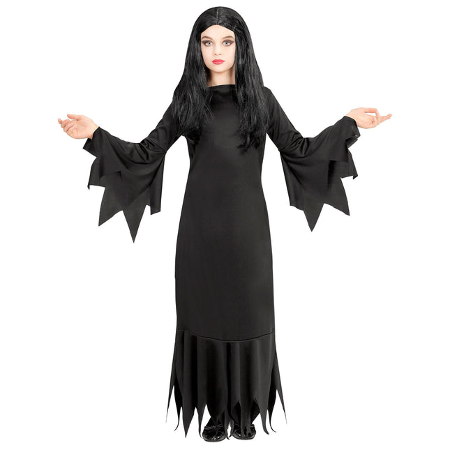 Vestido de Halloween Mortisia Negra Niña