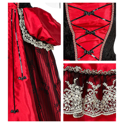 Vestido de Halloween Damas Vampiro 3 piezas